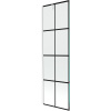 Mexen Next, vaňová zástena 1-krídlová 60 x 150 cm, fixné krídlo, 6 mm číre sklo s čiernym vzorom, biely profil, 895-060-000-00-77-20