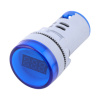 Digitálny voltmeter kruhový 22mm, 60V - 500V AC, červený Modrá