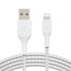 BELKIN kábel opletaný USB-A - Lightning, 2m, biely CAA002bt2MWH