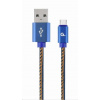 GEMBIRD CABLEXPERT USB 2.0 Kábel AM na typ C (AM/CM), 1 m, opletený, džínsy, blister, PREMIUM KVALITA CC-USB2J-AMCM-1M-BL