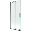 Mexen Velar, 2-krídlová posuvná vaňová zástena 85 x 150 cm, 8mm číre sklo, čierna matná, 896-085-000-01-70