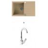 Alveus CADIT 20 SET kuchynský granit. drez so sifónom 79x50 Beige + batéria TINA Chróm CADIT20G55+TINA
