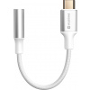 Swissten - Textilný adaptér USB-C na mini-jack (12 cm, biely)