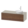 DURAVIT White Tulip závesná skrinka pod umývadlo na dosku vpravo, 2 zásuvky, 1300 x 550 x 408 mm, americký orech masív/taupe matná, WT4987R7760