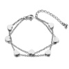 Victoria Filippi Stainless Steel Ocelový dvojitý náramek Caitlin - srdce NRB19018-2/12 Stříbrná 15 cm + 4 cm (prodloužení)