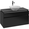 VILLEROY & BOCH Legato závesná skrinka pod umývadlo na dosku (umývadlo v strede), 2 zásuvky, 1000 x 500 x 550 mm, Black Matt Lacquer, B57200PD