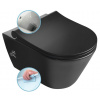 SAPHO AVVA 53cm RIMLESS WC závesné, s integrovanou batériou a bidetovou sprškou, čierne matné, 100315-110