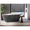 Besco NAVIA Glam voľne stojaca akrylátová vaňa 140x75 cm,Grafit,sifón click-clack Biely VANNAVIA140WG3