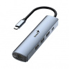 Genius USB (3.0) hub 4-port UH-545 šedý délka kabelu 15cm 3x USB 3.0, 1x RJ45