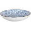 Clayre & Eef Hlboký tanier s modrými kvietkami BlueFlowers 20 x 4 cm
