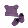 Štýlová čiapočka s uškami s topánočkami, 2D - purple, veľ. 80/86 56-62 (0-3m)