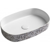 Sapho INFINITY OVAL keramické oválne umývadlo na dosku 55x36 cm Terrazzo/Biela 10NF65055-2L-TRZ