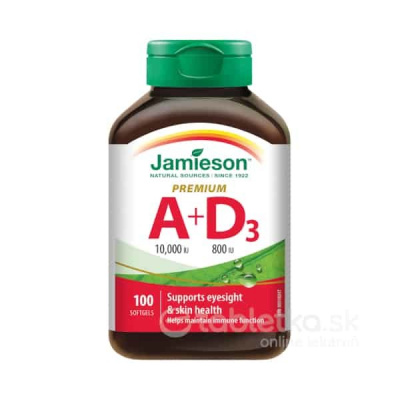 Jamieson Vitamín A a D Premium 10000 IU/ 800 IU 100 kapsúl