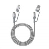 MANHATTAN Kabel 4-in-1, nabíjení a sync USB kabel, 480 Mbps, 3A/60W, 1m, pletený design, šedá