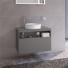 KEUCO Stageline závesná skrinka pod umývadlo na dosku, otvor vľavo, 1 zásuvka + 1 priehradka, 800 x 490 x 549 mm, inox matný, 32864290000
