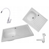 Kuchynská batéria - Sink 80x60 Biely odtok + kohútik Flex Siphon (Kuchynská batéria - Sink 80x60 Biely odtok + kohútik Flex Siphon)