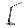 Solight WO45-B LED stolní lampička s displejem, 9W, volba teploty světla, kůže, černá