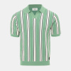 Firetrap Polo Striped Classic Collared T Shirt Green/Beige L