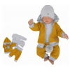 Z&Z 4-dielna pletená súpravička, kabátik, tepláčky, čiapočka a body, horčicová-šedá,vel.86, 86 (12-18m)