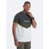 Ombre Clothing Pánske tričko s krátkym rukávom Kadyscien grafitovo-khaki S