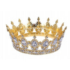 VEĽKÁ KORUNA NA TORTU 15 CM ZLATÁ SO STRIEBORNÝMI KRYŠTÁLMI DEKORÁCIA C
