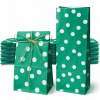 SADA Papierové tašky ZELENÉ s BODKAMI 10x6x26cm EKO Kockované Darčekové