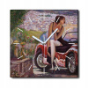 CANVAS hodiny visiace 30x30 retro auto žena dog (CANVAS hodiny visiace 30x30 retro auto žena dog)