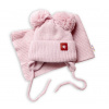 BABY NELLYS Zimná čiapka s šálom STAR - púdrová s brmbolcami, veľ. 68/80 Baby Nellys 8596309315652
