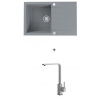 Alveus CADIT 20 SET kuchynský granit. drez so sifónom 79x50 + batéria AFRA - Beton CADIT20G81+AFRA81