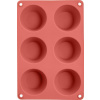 MagicHome - Forma MagicHome, na pečenie, na 6 muffinov, silikón, červená, 23,7x16x3 cm