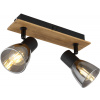 Globo Lighting Claude nástenná lampa 2x40 W čierna-dymová-drevená 54307-2W