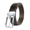 Kožený luxusný opasok s dezénom MODERN SILVER, šírka 3.3cm, Slovenská výroba - CROCO dezén - tmavo hnedá