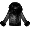 Damska ramoneska z futrzanym kołnierzem czarna (61M8507-392A) S
