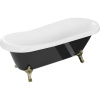 Mexen Retro, voľne stojaca vaňa 170 x 75 cm, biela-čierna, zlaté nohy, 53251707575-50