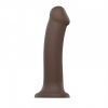 Mimoriadne mäkké dildo Strap-on-me Silikónové ohybné dildo dvojitej hustoty XL čokoládové