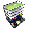 Organizér na dokumenty s 5 policami A4 a zásuvkou, čierny