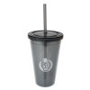 Kaffekapslen | Pohár s dvojitou stenou a so slamkou - 450 ml - Sivý