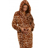 Hnědý huňatý župan s kapucí pro ženy na kojení, žirafí vzor 1Z1480 hnědá XXL + První výměna zboží zdarma.
