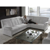 Rohová sedacia súprava Malaga, svetlo šedá látka, s funkciami