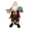Clayre & Eef Vánoční dekorace socha Santa Claus s podnosem a dárkem - 56*50*91 cm - Clayre & Eef