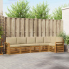 Rohová sofa sada 6 pcs Přirozená a Béžová Masivní akátové dřevo 3374893