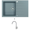 Alveus CADIT 20 SET kuchynský granit. drez so sifónom 79x50 + batéria ROXA - Beton CADIT20G81+ROXA81