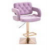 LuxuryForm DESIGN Barová stolička ADRIA VELUR na zlatej hranatej podstave - levanduľa