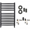 CERANO - Kúpeľňový radiátorový set Paolo - ústredné vykurovanie - bočné pripojenie - 568W - čierna matná - 850x550 mm