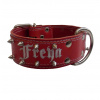 Obojok kožený 7cm s výšivkou+ostne - červený