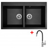 Granitový drez Sinks AMANDA 860 DUO Metalblack + batéria FLEXIA