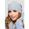 Kamea Šedá elegantná dámska čiapka s kvetinkami Kamea Malaga, Veľkosť uni, Farba šedá