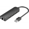 Replikátor portov Vention 3-Port USB 2.0 Hub with 100Mbps Ethernet Adapter 0.15M Black (CHPBB)