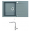 Alveus CADIT 20 SET kuchynský granit. drez so sifónom 79x50 + batéria SIROS - Beton/Chróm CADIT20G81+SIROS81