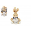 Teddies Zajac plyš 18cm záves na postieľku/kočík nat. hrací strojček béžový na karte v sáčku 0+